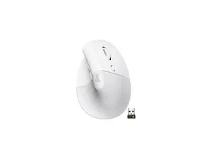 Logitech Lift Vertical Ergonomic Mouse, Wireless, Bluetooth or Logi Bolt USB receiver, Quiet clicks, 4 buttons, compatible with Windows/macOS/iPadOS, Laptop, PC - Off White