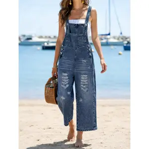 Loose-Fit Women's Denim Overalls, Casual Stylish Jumpsuit for Everyday Wear, Perfect for Summer and Spring