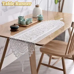 1 Pack Lace Tassel Table Runner | Premium Elegant Luxury Fabric Decor | Dust-Proof Non-Slip Decorative Tablecloth Runner for Home Dining Table Coffee Table TV Cabinet Living Room Use