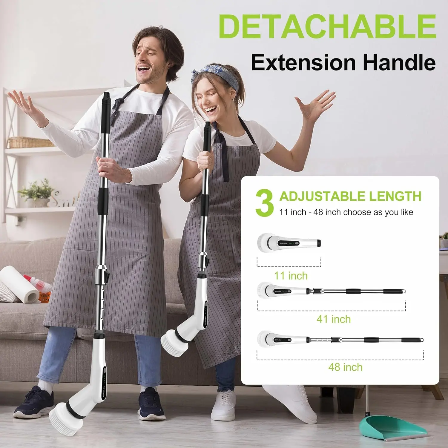10-in-1 Electric Spin Scrubber | Long Handle Shower & Bathroom Cleaning Brush | High-Torque Cordless Cleaner for Tub, Toilet, Kitchen & Tile