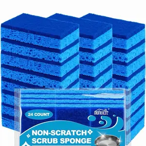 Sponges Kitchen 24pcs, Non-Scratch Scrub Dish Sponge Safe on Non-Stick Cookware, Dual Sided Cleaning Sponges for Kitchen, Household, Bathroom and More