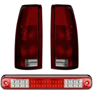 Nilight Tail light + 3rd Third Brake Light Assembly Compatible with 1988 1989 1990 1991 1992 1993 1994 1995 1996 1997 1998 1999 Chevy GMC C/K Silverado 1992 1993 Blazer Dark Red Rear Cargo Lamp, Led Lights Car,summervibes