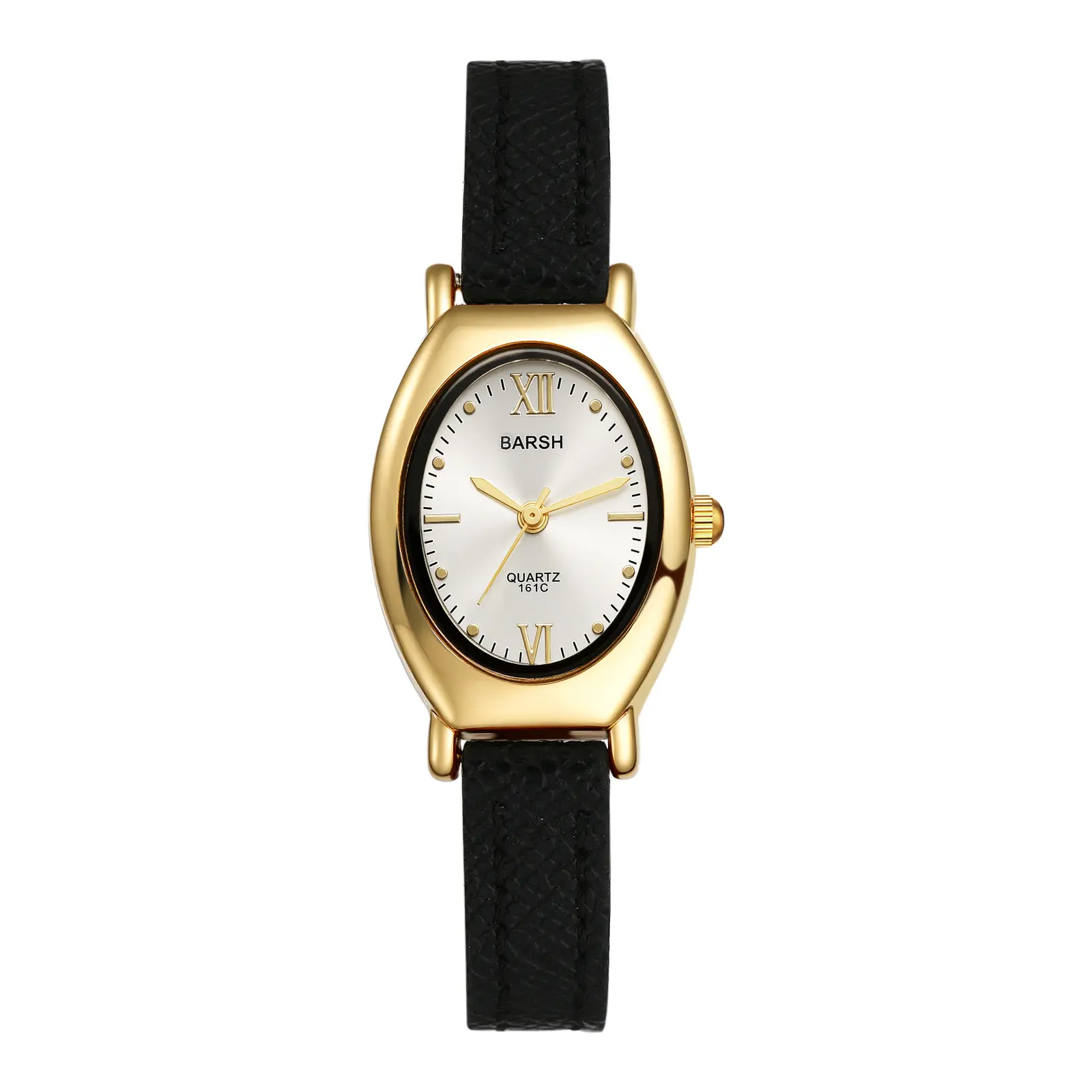 OIDEA Women's Compact Oval Fashion Watch - Gold Case, 3.5cm White Dial Analog Quartz Crystal, 1 ATM Water Resistant, Adjustable Black PU Leather Strap, Mineral Glass, Ideal for Business Casual Outfits, Fashion Accessories for Women, Watches For Women