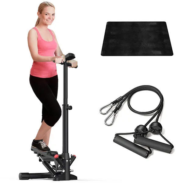 JX FITNESS Multifunctional Hydraulic Stair Stepper, Adjustable Cardio Workout Equipment with Handlebar, Resistance Bands & LCD Monitor - 300 LB Capacity, Adjustable Stair Stepper, Home Workout Equipment, Quiet, Sturdy Frame, Full-Body, Unisex, Step Machin