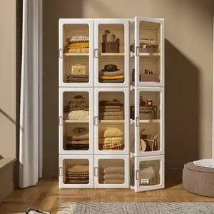 ANTBOX 15-Cube Modular Foldable Wardrobe with 9 Transparent Doors – Quick 3-Minute Setup, Space-Saving Storage for Clothes, Shoes & Toys