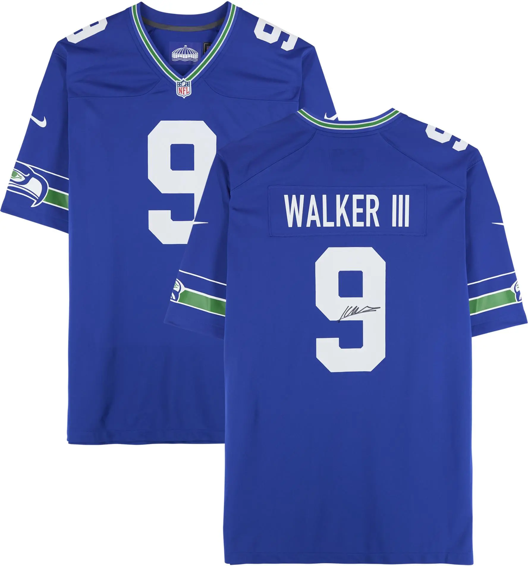 Kenneth Walker III Seattle Seahawks Autographed Royal Throwback Game Jersey - Fanatics Authentic Certified