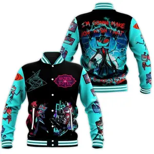 Hazbin Hotel Anime Varsity Jacket Streetwear Graphic Coat, Trendy Fan Apparel, Unique Gift for Series Lovers