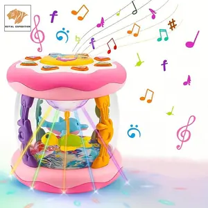 Baby Infant Ocean Projector Light Toy, Musical Light Up Rotating Lamp, Adjustable Volume, Music Sensory Tummy Time, Encourages Crawling and Learning, Ideal Gift, Requires Aa Batteries
