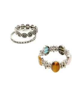 Shyanne Women's Bisbee Falls Mixed Stone 3-Piece Stretch Bracelet Set - Safa22b12