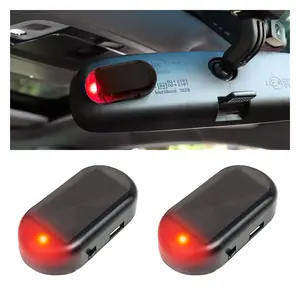 DIBMS 2Pcs Solar-Powered LED Security Light, Universal Fit for Cars, with USB Charging, Easy Installation, Nighttime Flashing, 5-Second Blink Frequency, 7-Day Battery Life, Outdoor Waterproof Rechargeable