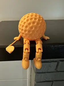 3D printed golf ball character with articulated legs