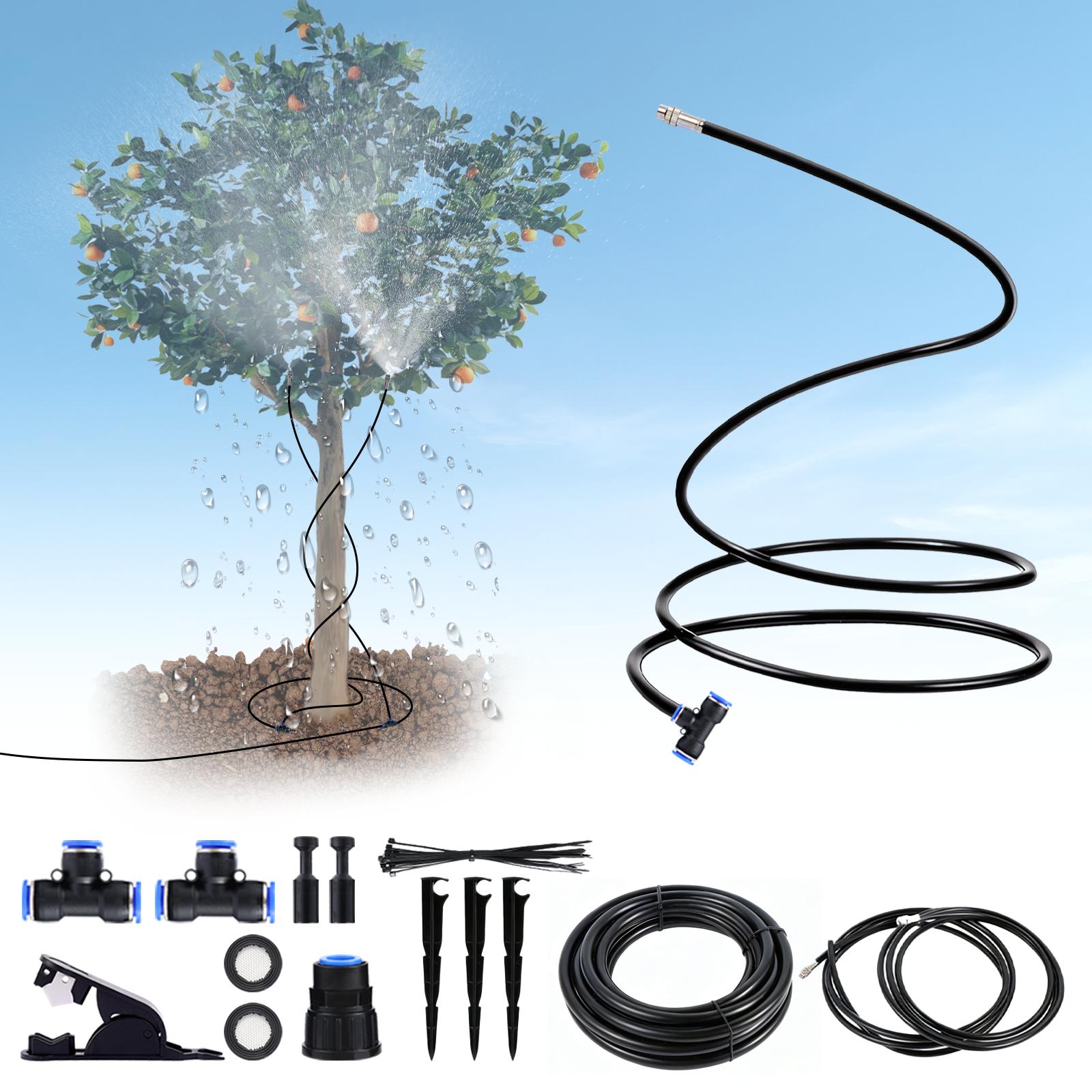 2-meter small tree drip irrigation system—14Ft, equipped with 2 nozzles, 12mm large inner diameter, increased water flow, three modes for precise watering, 3-minute quick installation
