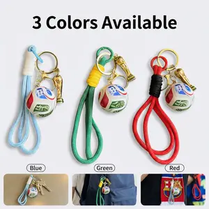 2026 Football Event Memorial Keychain, Glowing Beads Design, Durable Braided Rope, Fan Backpack Hanging Ornament, Souvenir Gift