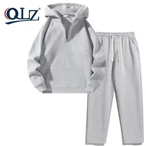 Men's Solid Color Zip-Up Two-piece Set, Casual Long Sleeve Hoodie & Drawstring Pocket Sweatpants for Fall Winter, Fashion Men's Outfits for Daily Wear, Cozy Airport Outfit