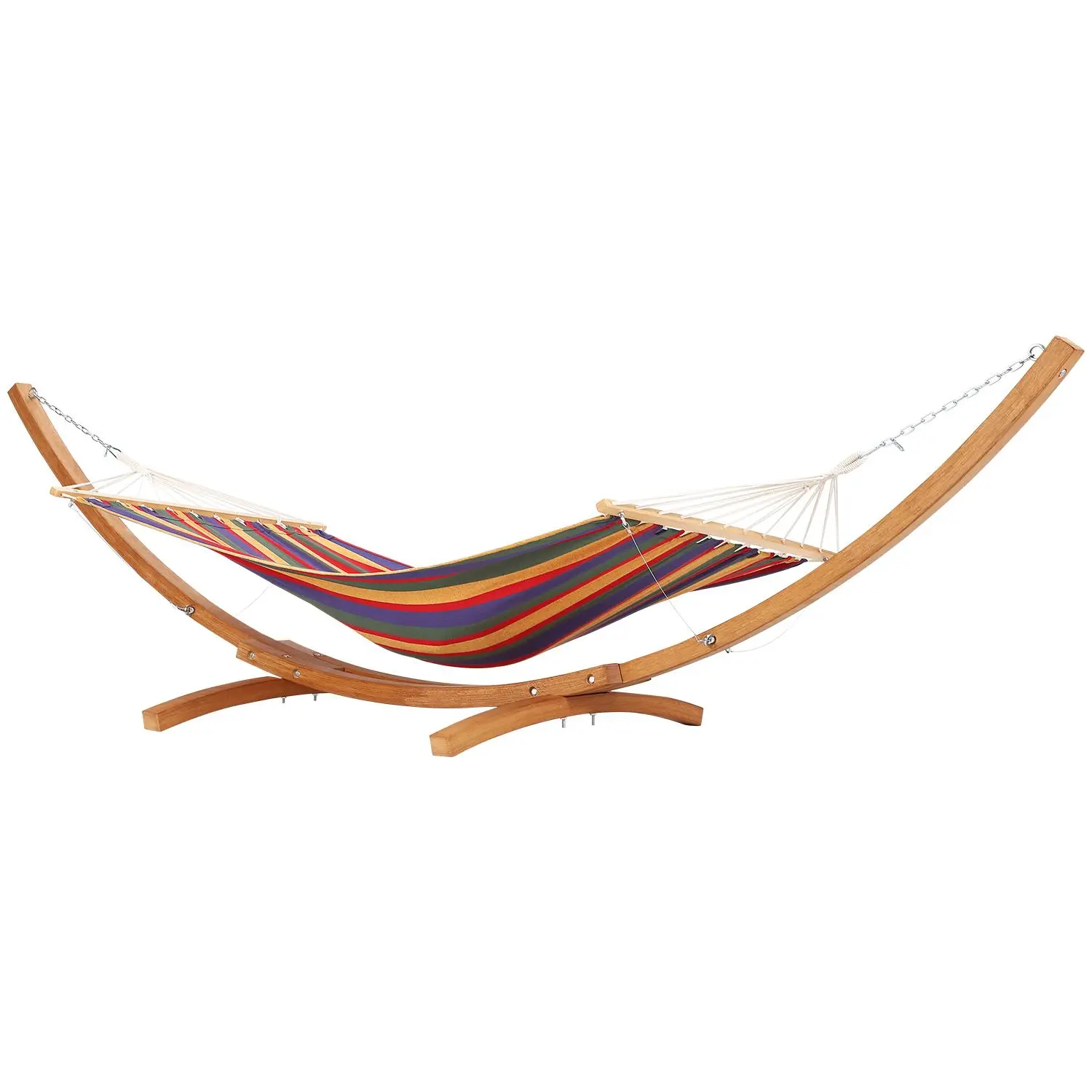 Wood Hammock Stand Include Hammocks, Wood Weatherproof Outdoor Hammock with Stand for Patio Backyard Indoor, Max 330 Lbs, Curved