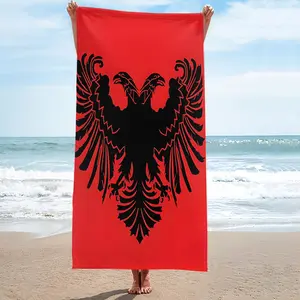 1PC Albanian Flag Microfiber Beach Towel Quick Dry Absorbent Soft Comfortable Beach Blanket For Outdoor Travel Camping Seaside Vacation Modern Style Lightweight and Portable