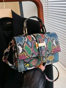 2024 New Fashionable Snakeskin Print Crossbody Bag, Casual Pu Leather Shoulder Bag for Women, Casual Trendy Versatile High-quality Daily Commuting Bag, Girl Fashionable Shopping Bag, Convertible Shoulder Bags