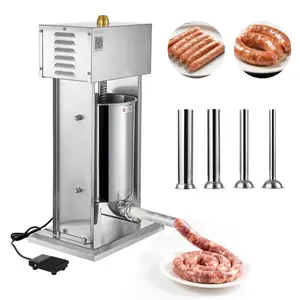 VEVOR Electric Sausage Stuffer, 25 LBS/ 12 L Vertical Meat Stuffer, Stepless Speed Control and Foot Pedal, Stainless Steel Heavy Duty Sausage Filler with 4 Stuffing Tubes, for Commercial Home Use