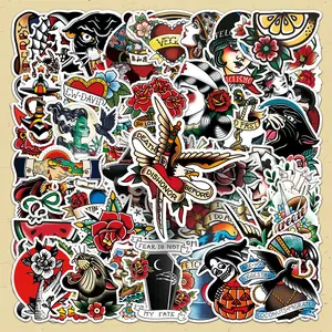 Tattoo Design Sticker, 100pcs/set Sticker Packs Repeated Pattern Tattoo Style Sticker, DIY Decorative Sticker for Scrapbooking, Journaling, Gift Wrapping