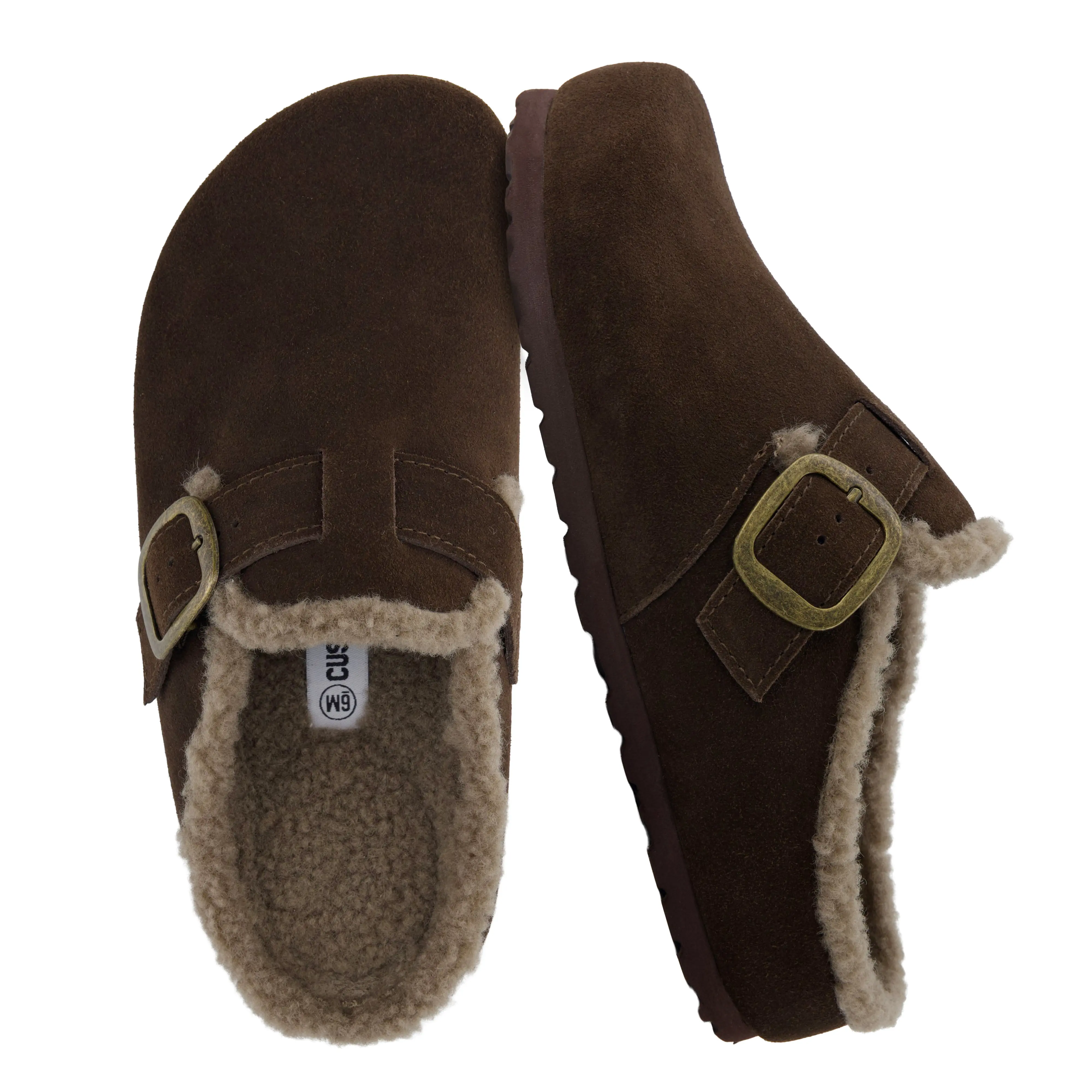 Cushionaire Haven Leather Clogs for Women | Genuine Suede Slip on Clogs with Cozy Faux Fur Lining | Classic Closed Toe Loafer Mule Design for Everyday Indoor-Outdoor Wear