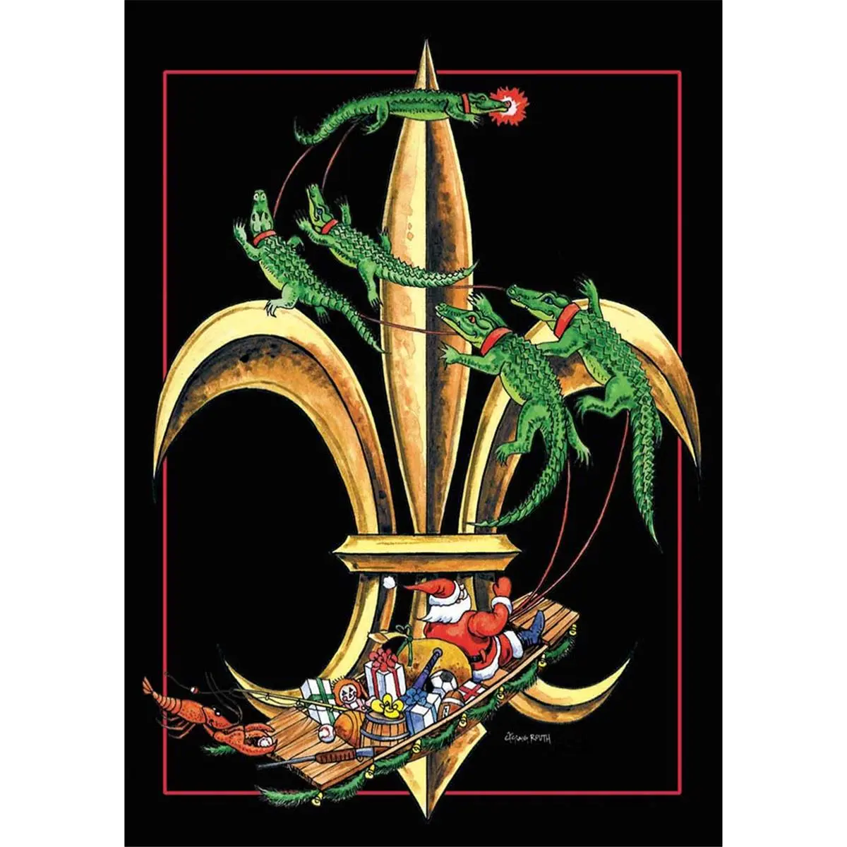 Magnolia Gardens 7503 29 x 42 in. Large Santa Preeminence Flag with Fleur-De-Lis