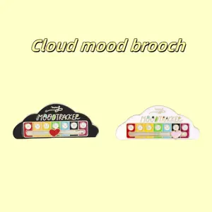 2 PCS Fashion Brooch clothes cartoon brooch jewelry lapel pins white accessories cute Clouds Pattern Brooch(one black and white each)
