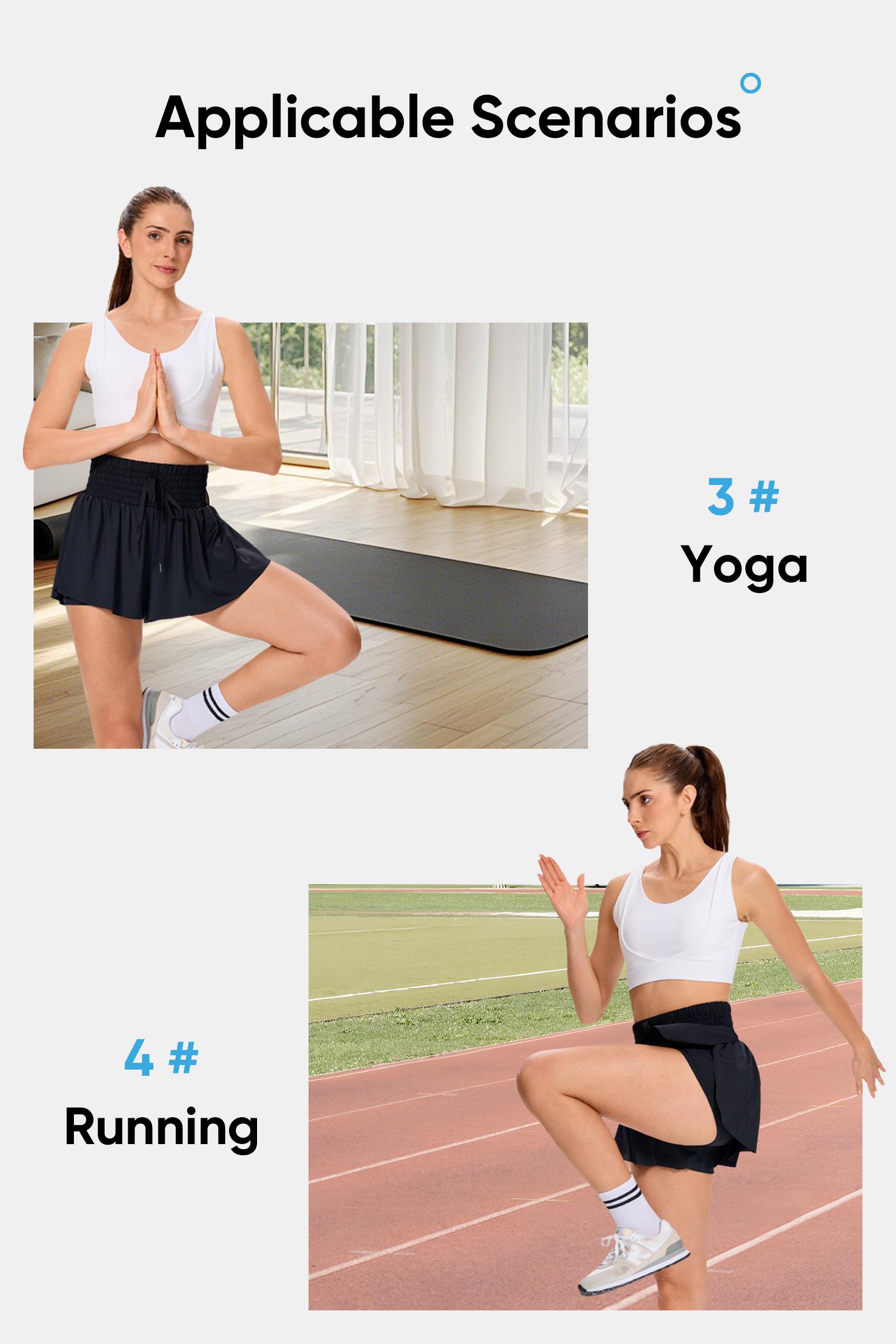 3 pcs / 3 sets High-Waist Flowy Athletic Sports Shorts for Women Casual Shirred Shorts, Golf Butterfly Skirt, Sport & Outdoor Clothing for Yoga, Workout, and Running,Women’s Workout Clothes, Gym Shorts for Women, Workout Shorts, Activewear