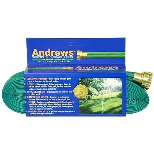 212 MAIN AM Andrews 10-12349 Vinyl 100 ft. Flexible Tube 2-Tube Sprinkler Hose for Watering Plants, Soaker Hose