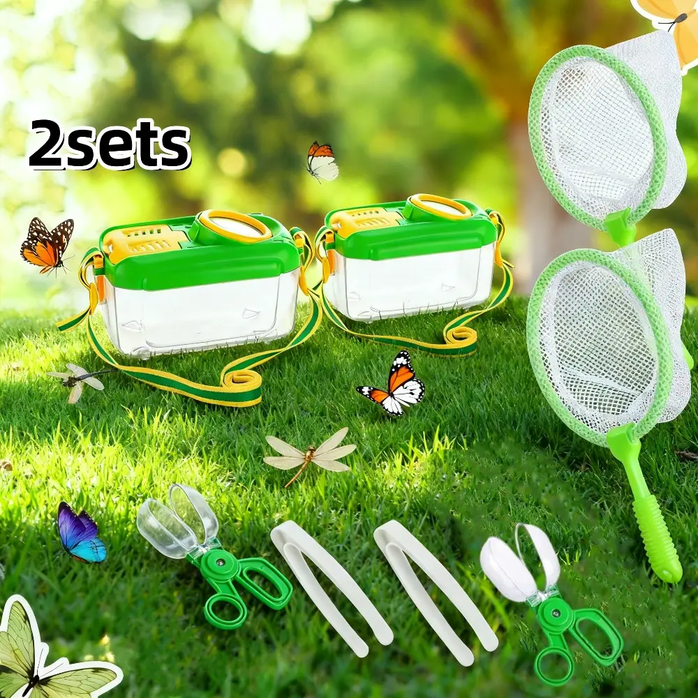2Set Bug Catching Kit - Outdoor Explorer, Net, Tweezers & Scissor Capsule Clip - Durable Plastic Insect Collection Toys &, /Holiday Nature Exploration Gift summervibes