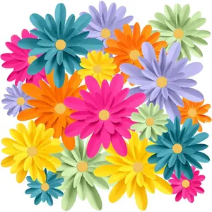 18 Pcs 3D Paper Flowers Decorations for Wall DIY Flower Bulletin Board Fiesta Paper Floral Backdrop for Photo Backdrop Classroom Back to School Party Multicolor