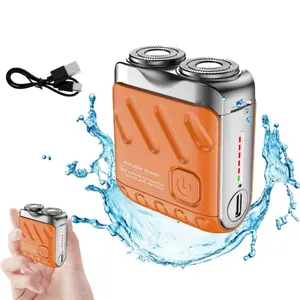 Traveller Mini Electric Beard , Waterproof & Comfortable Double-Ring Magnetic Cutter, One-Button Long Lasting for Travel & Daily Use Adjustable Shaver