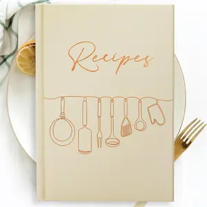 Blank Recipe Book with  Cover - 8.5''x6'', Holds 100 Recipes - The Recipe Notebook To Write In Your Own Recipes - Customizable Cookbook for Organizing Your Recipes (Oat)