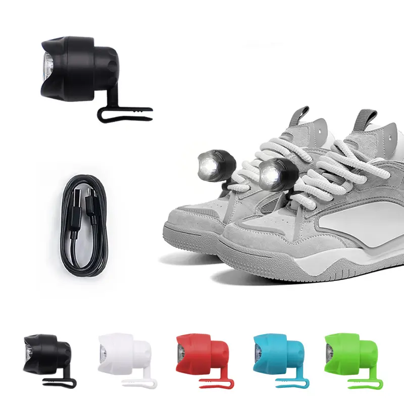 Rechargeable waterproof front light for shoes, lightweight shoe light, suitable for adult outdoor night running, walking dogs, portable LED lighting, shoe decoration accessories