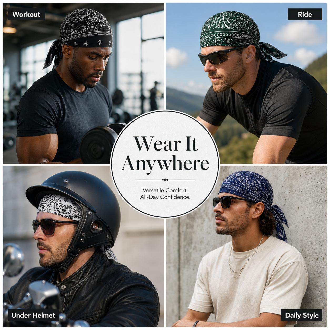 5 PCS Paisley Skull Cap Bandana Head Wraps for Men Women, Adjustable Tie Back Do Rag Headwear, Breathable Lightweight Biker Durag Caps for Motorcycle, Workout, Cycling, Running, Outdoor Sports & Daily Wear 5 PCS Paisley Skull Cap Bandana Head Wraps for Men Women, Adjustable Tie Back Do Rag Headwear, Breathable Lightweight Biker Durag Caps for Motorcycle, Workout, Cycling, Running, Outdoor Sports & Daily Wear