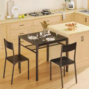 Gizoon Dining Table Set for 2, 3 Piece Kitchen Table with 2 Chairs for Small Space Apartment Kitchen Dining Room Space-Saving Apartment Furniture