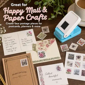 Postage Stamp Paper Punch, 1 x 0.8 Inch Rectangular Scalloped Edge Punch, Lever Action Craft Punch for Scrapbooking, Card Making, Journals, DIY Paper Crafts,Paper Punch For Crafts，Scrapbook Lovers Gift