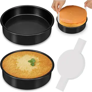 9 Inch Round Cake Pan Set of 2, Nonstick Cake Pans 9 Inch Round with 60 count  Paper for Birthday, Round Cake Pans for Baking Layered Cakes Deep-Dish Pizza Pie, Even Heating & Dishwasher Safe