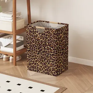 Tiger Print Open Storage Box, Foldable Laundry Basket with Handle, Home Bathroom Collapsible Clothes Organizer Bucket