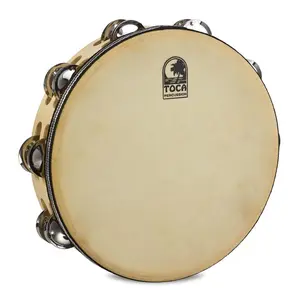 212 MAIN 9 in. Toca Players Series Single Row Wood Frame Tambourine with Pre-Stretched Head, Percussion Instrument with Jingles, Economy Option for Light Playing
