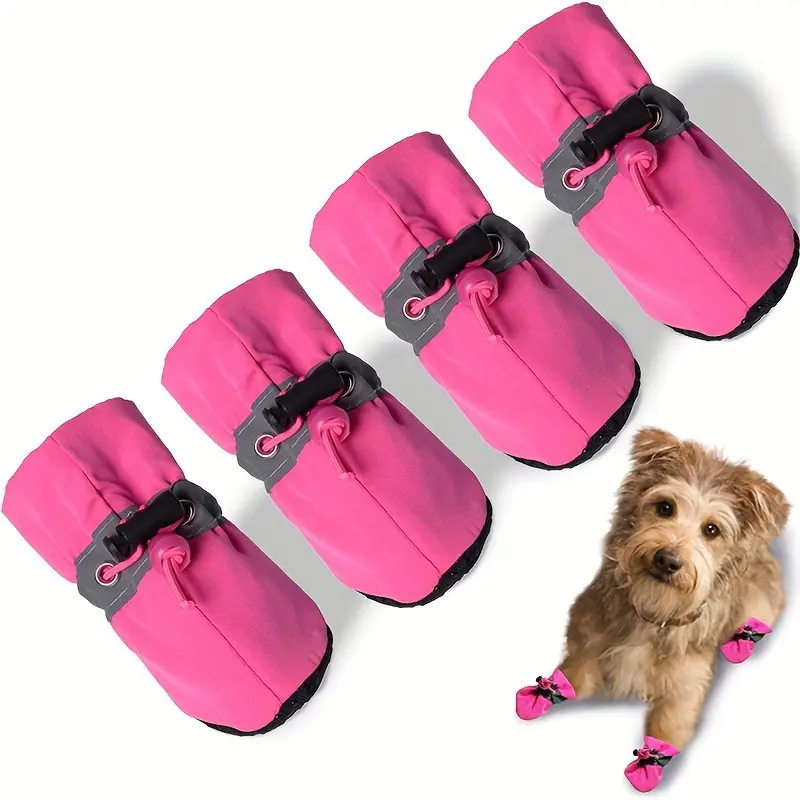 LE017 Dog Paw Protector Booties - Non-Slip, Reflective, Waterproof Soft-Soled Footwear for Small to Medium Pets Outdoor, Puppy Shoes, Slip Proof
