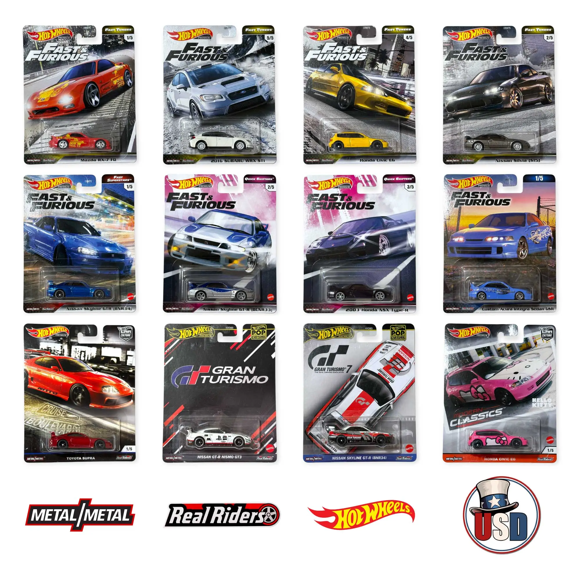 Hot Wheels Premium Collectors Edition with Protector | Boulevard, Car Culture, Fast & Furious, JDM, Muscle Cars | 1:64 Scale Diecast