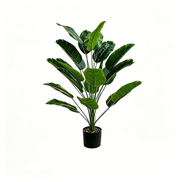 2.7 ftArtificial Bird of Paradise Plant, Realistic Fake Banana Leaf Potted Plant with Black Pot, Low Maintenance Faux Tropical Floor Plant for Indoor Home Office Decor