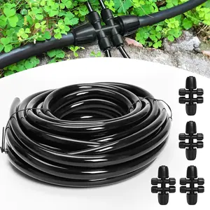 50ft 516 drip irrigation tubing and s 4way quick coupler pushtoconnect fittings diy garden irrigation system misting or blank distribution tubing for any gardening project