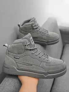 Men's Trendy High Top Sneakers, Soft Sole Lightweight Comfortable Breathable Shoes, Youth Casual Couple Sports Shoes, Simple Running Shoes