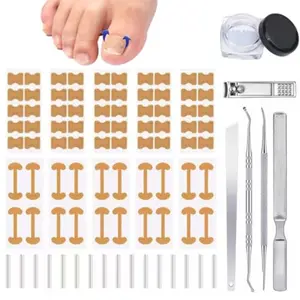 Professional Ingrown Toenail Tool Set, Breathable Toe Nail Band, Curved Toe Nail Correction Patches, Pain-Free File & Pusher, Home Foot Care, Toe Separators, Pedicure Tool