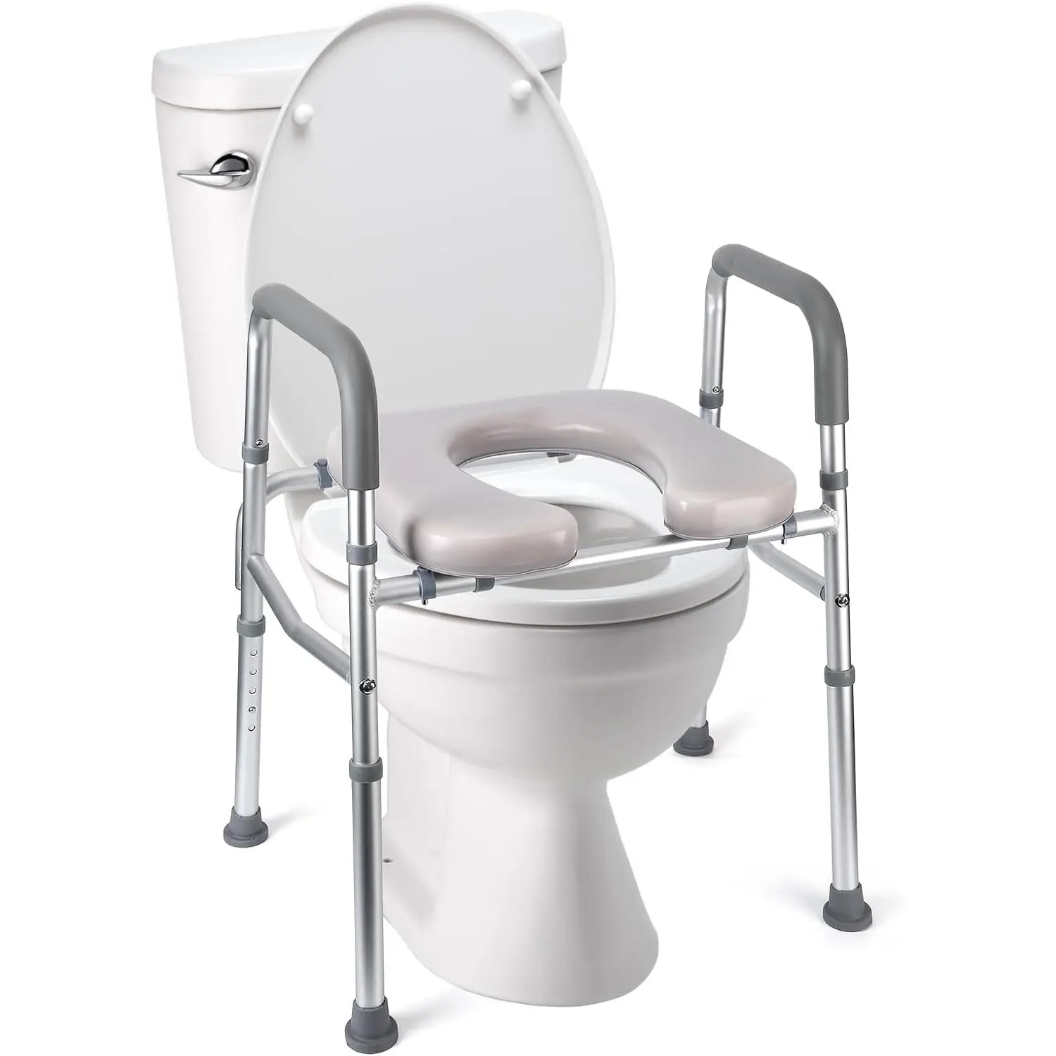 GARVEE Raised Toilet Seat with Handles，Safety Assist Shower Chair，Toilet Seat Riser for Seniors, Adjustable Height & Width for Elderly Handicap Disabled Hip Surgery Recovery