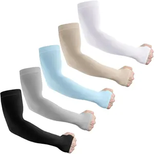 5 pairs Unisex's Soild Color Sun Proetction Arm Sleeves, Breathable Elbow Support, Cooling UV SunProtection Sports Compression for Men/Women Outdoor Sports Fishing Cycling