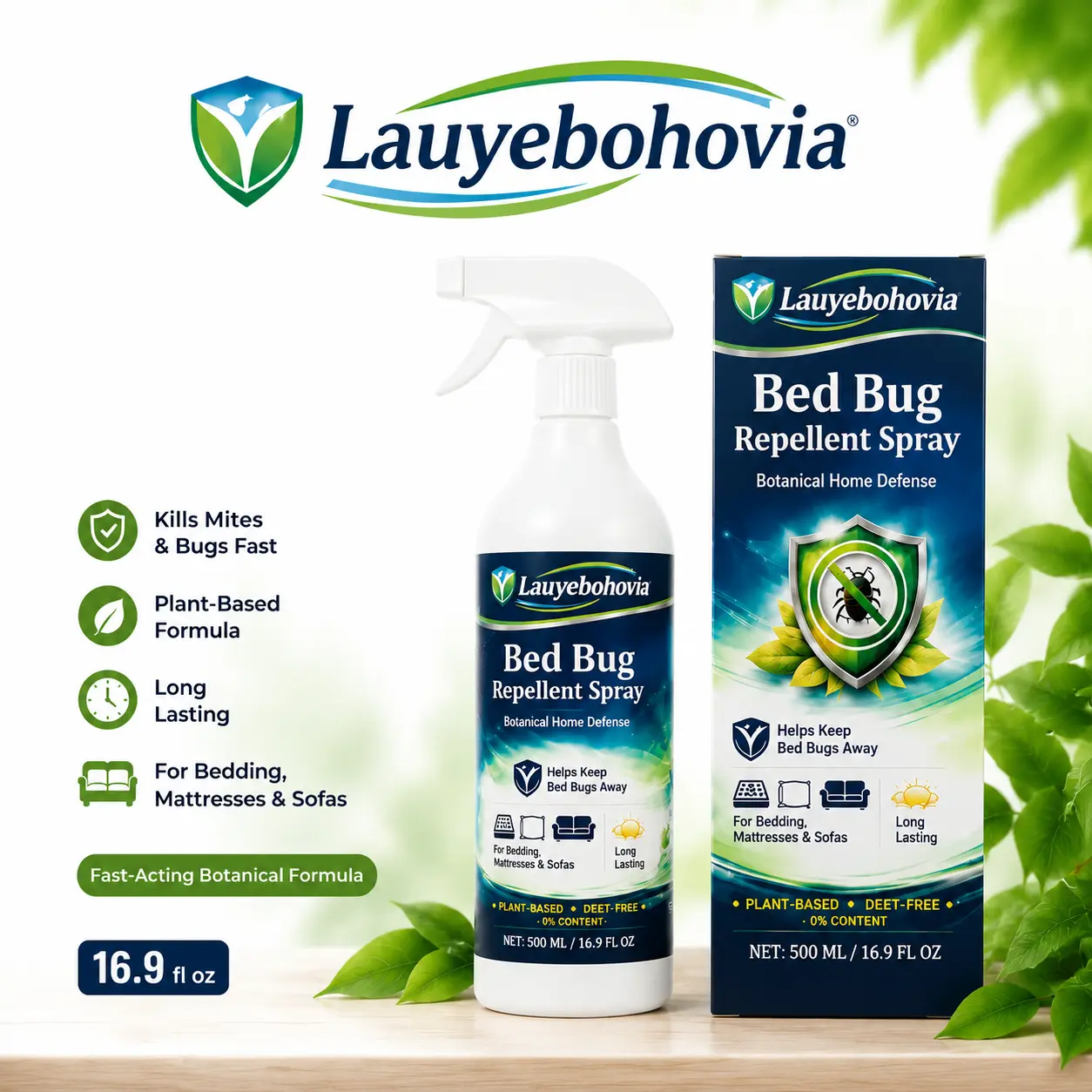 Lauyebohovia Anti-Dust Mite Mattress Spray, 2-in-1 Disinfectant Cleaner for Bedding & Mattresses, Home Cleaning Supply, 16.9 fl oz (500ml) homeessentials