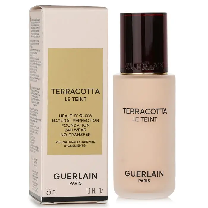Guerlain Terracotta Le Teint Liquid Face Foundation - 24H Wear, No Transfer, Healthy Glow, Natural Perfection, Even Skin Tone, Buildable Coverage, #1C Cool, 35ml/1.1oz Makeup, Liquid Foundation, Flawless