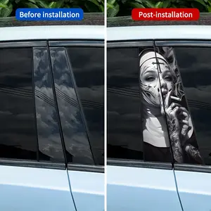 2 Piece Nnmm Tattoo Smoking Nun Car Sticker, High Gloss Glitter Waterproof Self-Adhesive B Pillar Decal, Scratch Resistant Vinyl for Cars Suvs, Car Decals